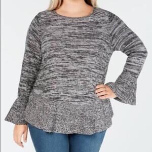 Style & Co. Pullover Bell Sleeve Peplum Sweater-0X